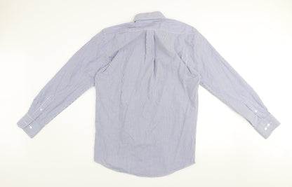 Dunnes Men's Blue Striped Regular Fit Long Sleeve Button-Up Shirt Size 15