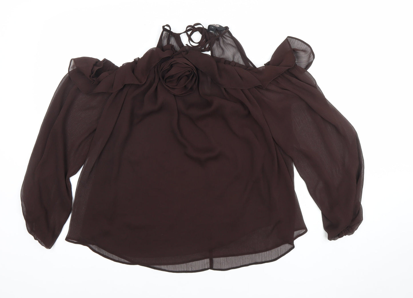 Womens UK Size 10 River Island Brown Tunic Blouse