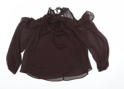 Womens UK Size 10 River Island Brown Tunic Blouse