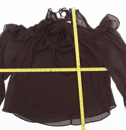 Womens UK Size 10 River Island Brown Tunic Blouse