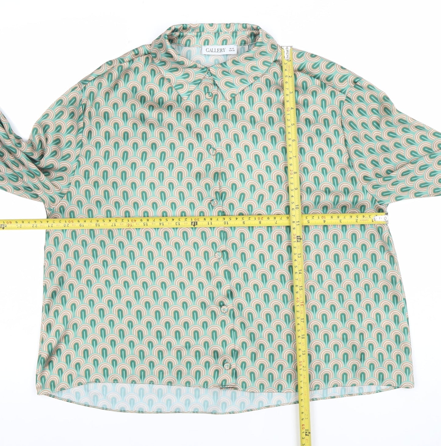 Womens UK Size 10 Gallery Green Classic Button-Up