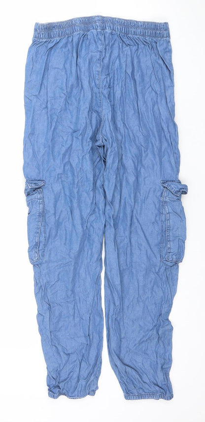 Primark Women’s Blue Cotton Blend Cargo Trousers Size 10