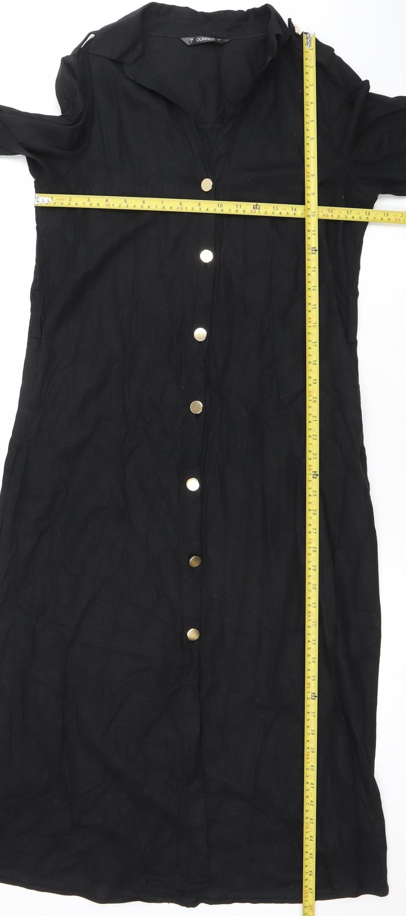 Dunnes Women’s Black Linen Blend Long Sleeve Shirt Dress Size S