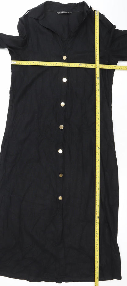 Dunnes Women’s Black Linen Blend Long Sleeve Shirt Dress Size S