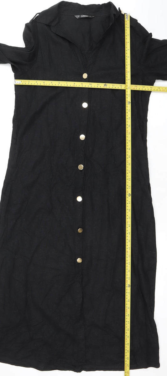 Dunnes Women’s Black Linen Blend Long Sleeve Shirt Dress Size S