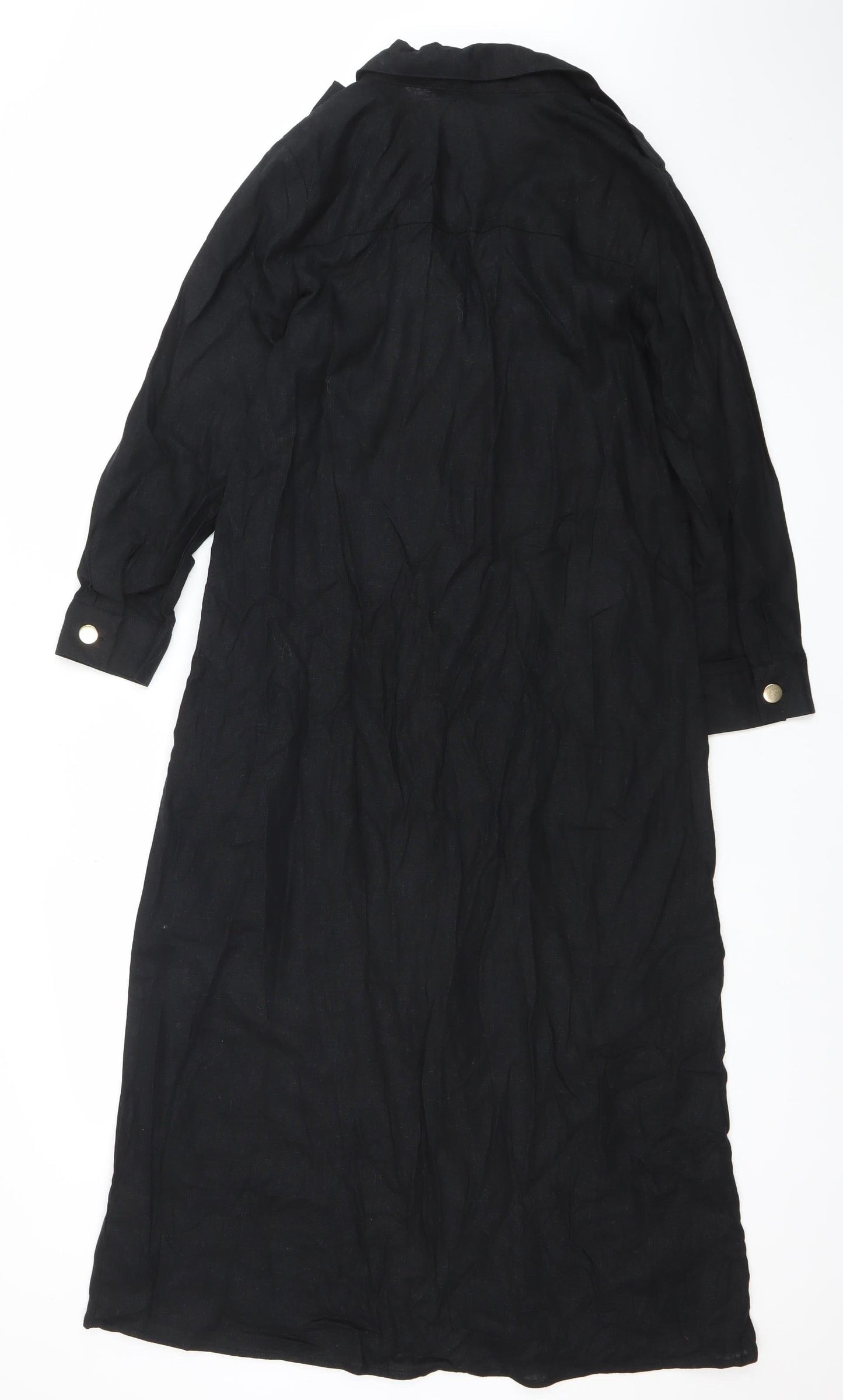 Dunnes Women’s Black Linen Blend Long Sleeve Shirt Dress Size S