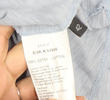 Womens UK Size 14 EVA KAYAN Blue Basic T-Shirt
