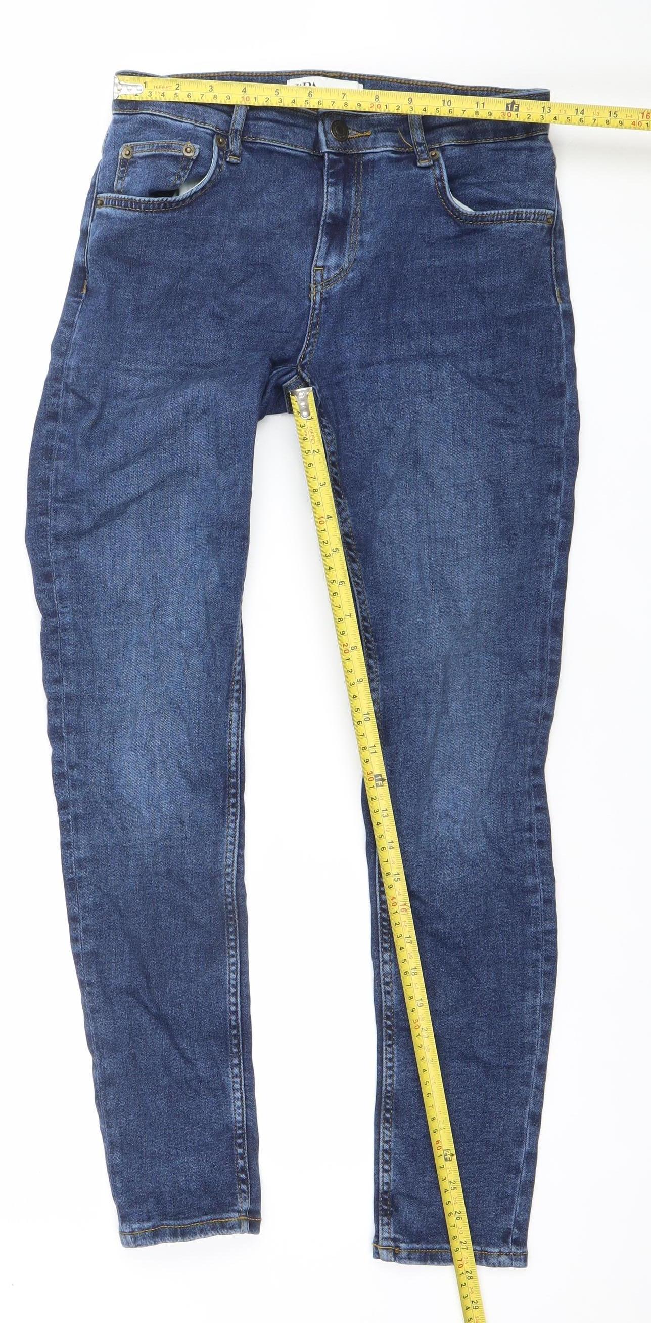 ZARA Women's Blue Skinny Mid-Rise Slim Fit Denim Jeans Size 10