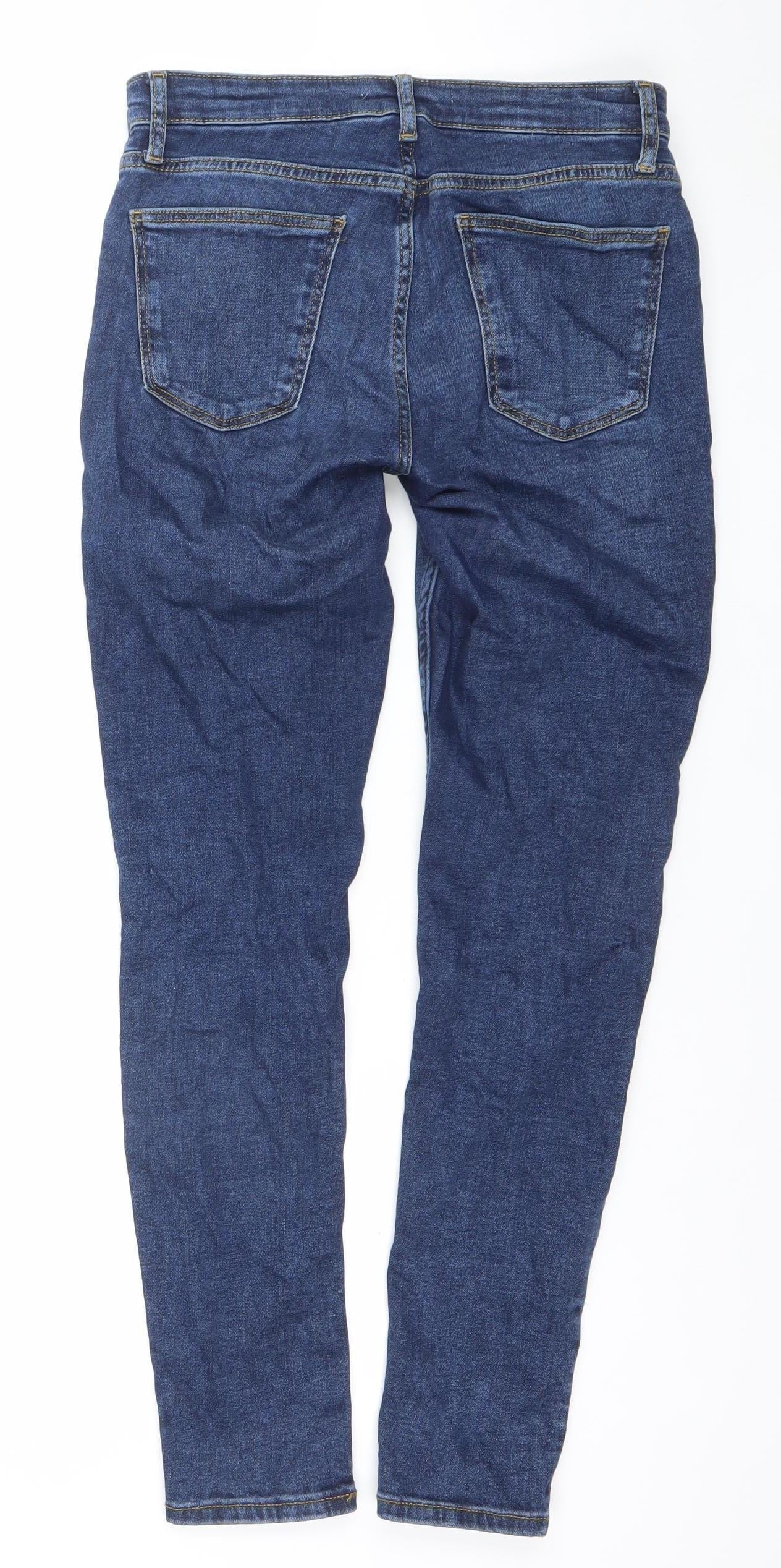 ZARA Women's Blue Skinny Mid-Rise Slim Fit Denim Jeans Size 10