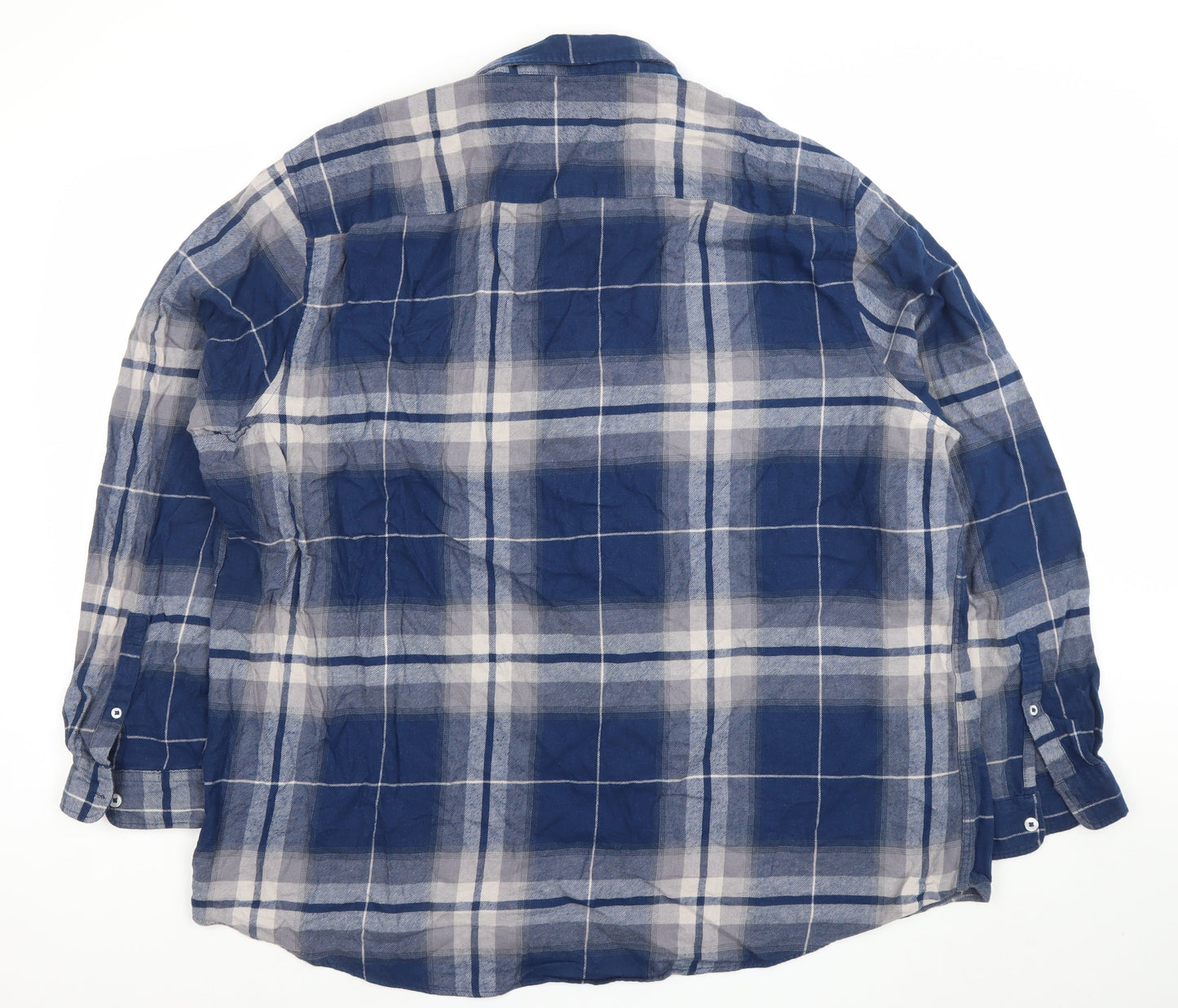 F&F Mens Blue Check Long Sleeve Cotton Button-Up Shirt 3XL
