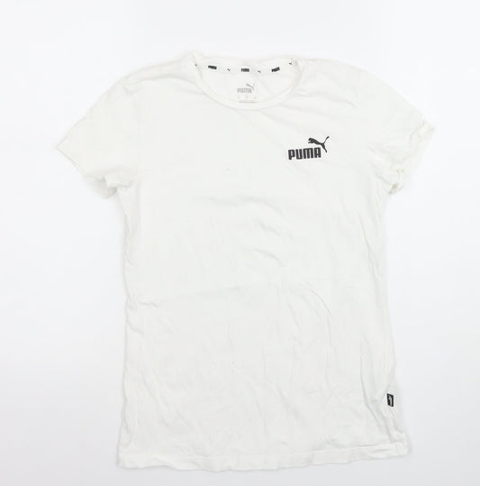 Puma Womens White XS Basic Crew Neck Short Sleeve T-Shirt