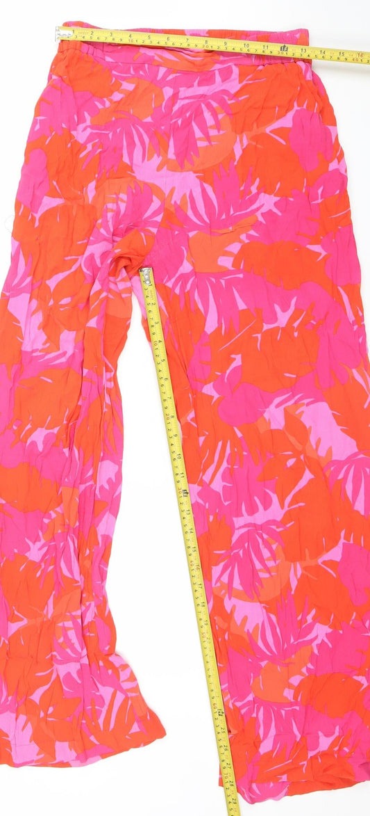 MNG Womens Multicoloured Tropical Cropped Wide-Leg Trousers Size M