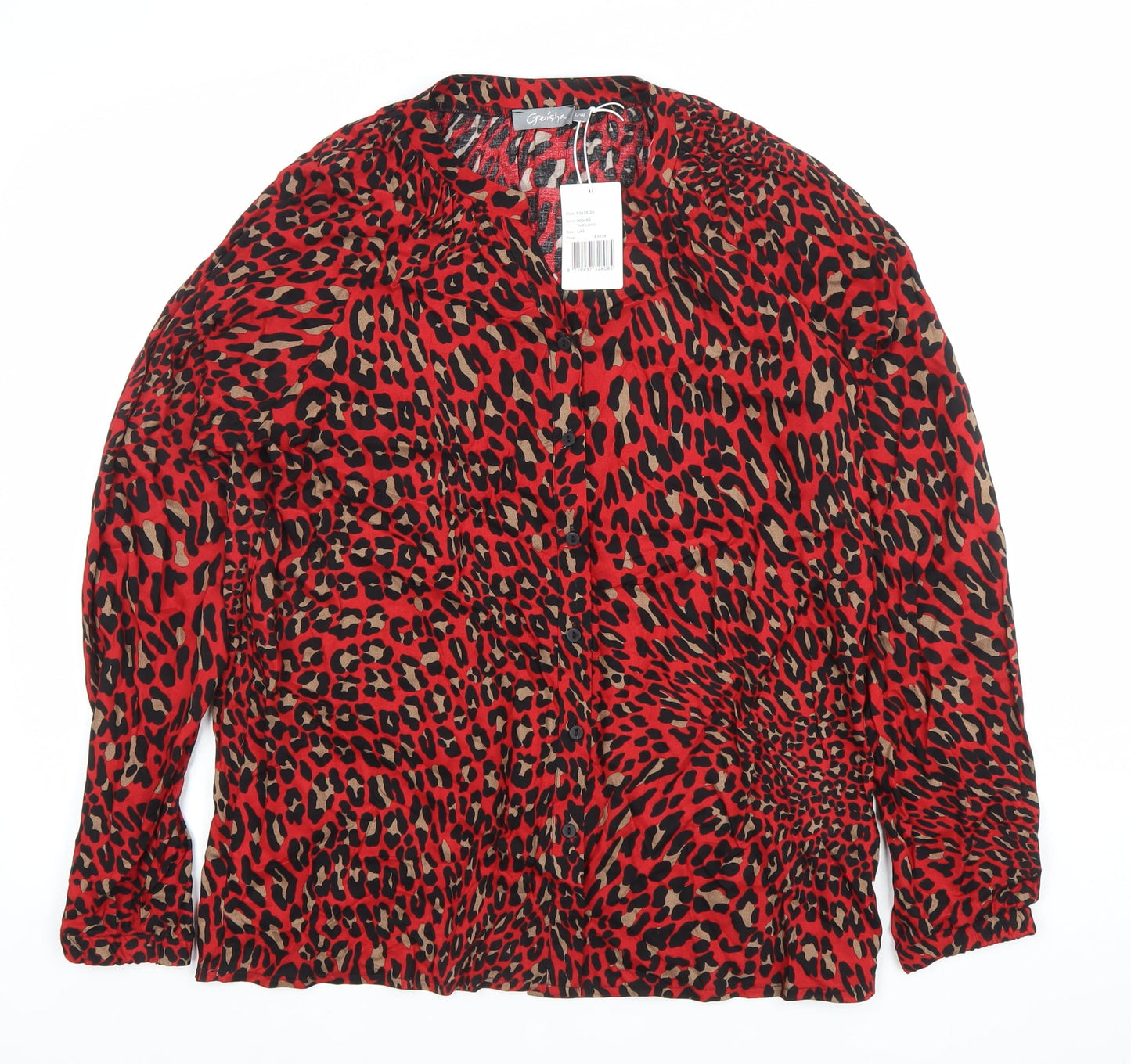 Womens UK Size 12 Geisha Red Basic Blouse