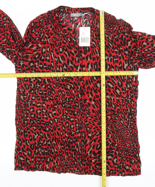 Womens UK Size 12 Geisha Red Basic Blouse
