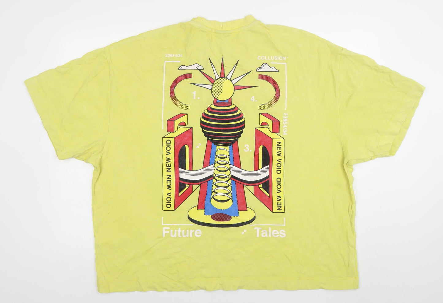 Mens UK Size L COLLUSION Yellow  T-Shirt