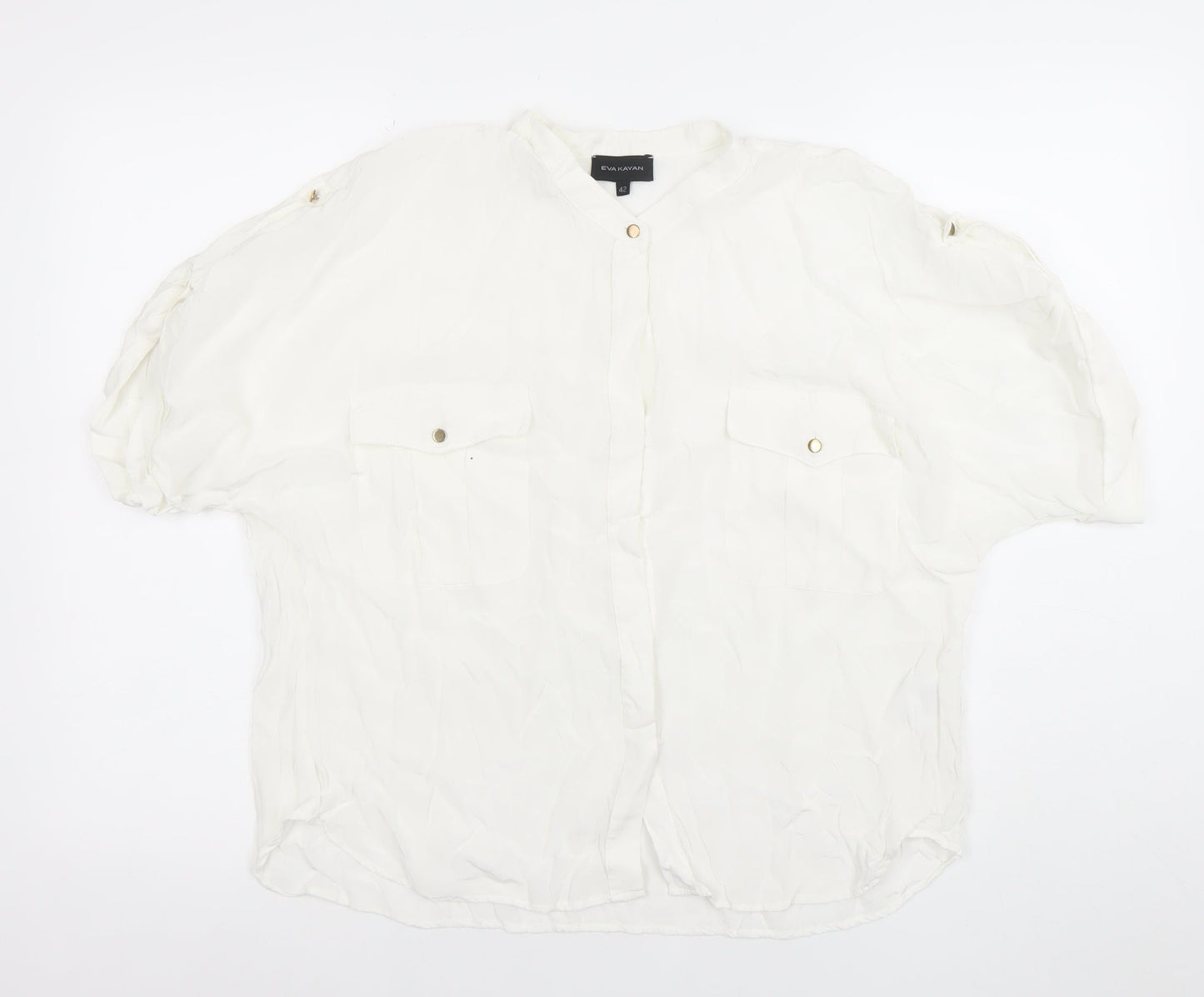 Womens UK Size 14 EVA KAYAN White Basic Blouse