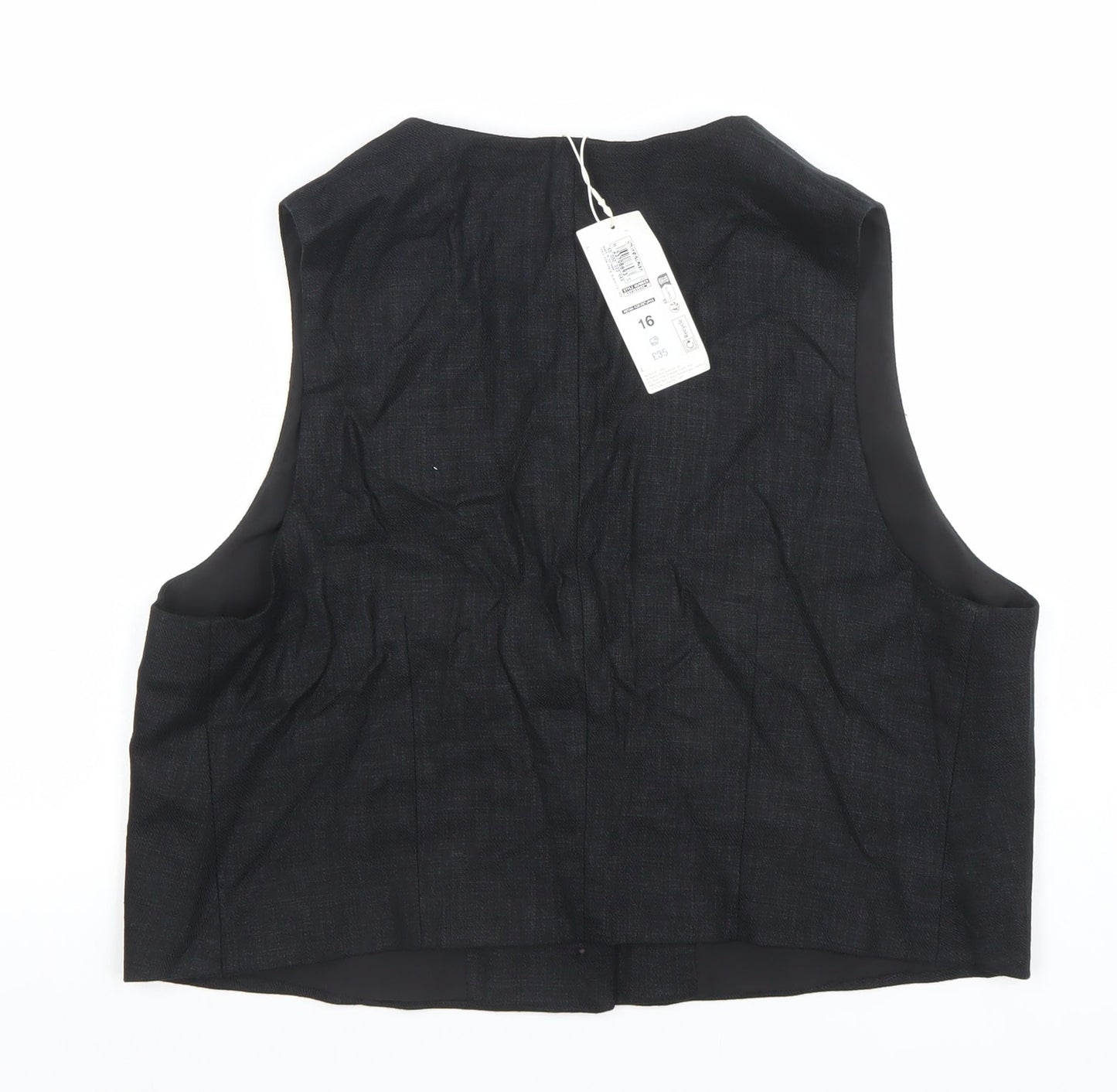 Marks and Spencer Women Black Linen Blend Suit Waistcoat Size 12