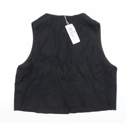 Marks and Spencer Women Black Linen Blend Suit Waistcoat Size 12