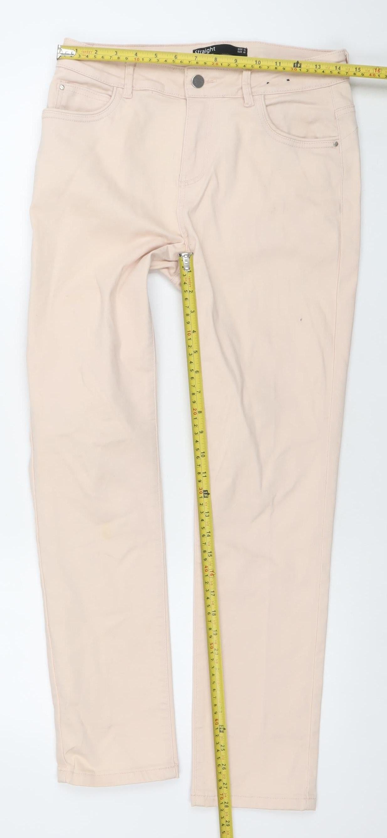 Dunnes Stores Women’s Beige Straight Jeans Size 12 Stretch Cotton