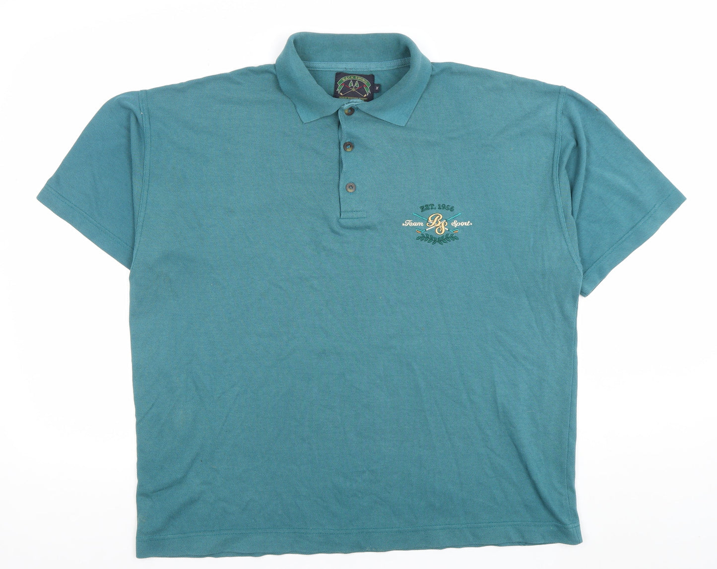 Back Swing Men’s Blue Cotton Short Sleeve Polo Shirt Size M