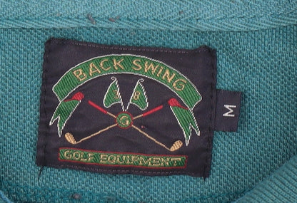 Back Swing Men’s Blue Cotton Short Sleeve Polo Shirt Size M