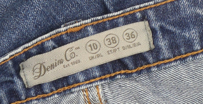 Denim Co. Womens Blue Size 10 Straight Leg Distressed Jeans