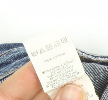 Denim Co. Womens Blue Size 10 Straight Leg Distressed Jeans