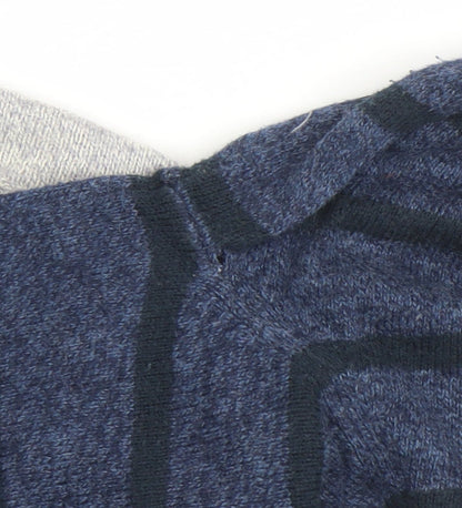 Superdry Men's Blue Striped Crew Neck Cotton Wool Blend Jumper XL