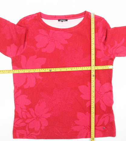 Olsen Women's Red Floral 3/4 Sleeve Cotton T-Shirt Size 12