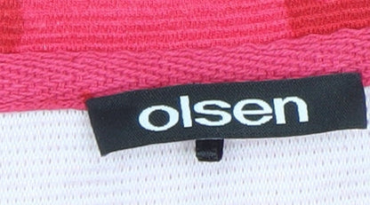 Olsen Women's Red Floral 3/4 Sleeve Cotton T-Shirt Size 12