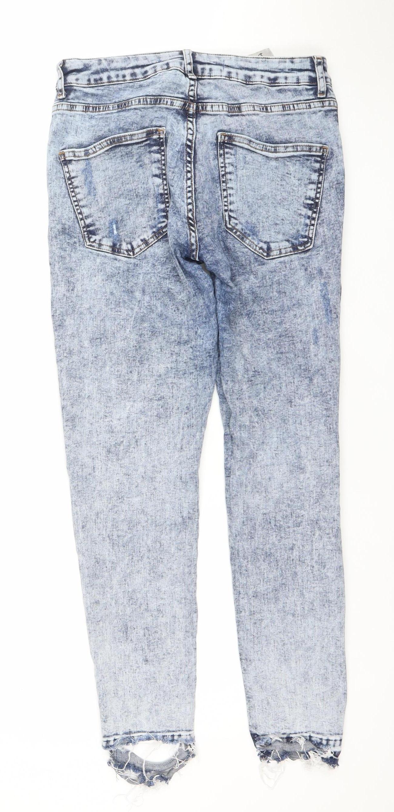 Denim Co. Womens Blue Acid Wash Distressed Skinny Jeans Size 14