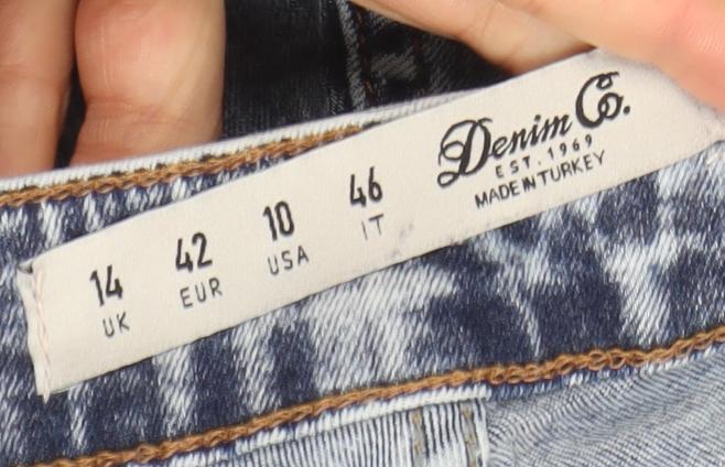 Denim Co. Womens Blue Acid Wash Distressed Skinny Jeans Size 14