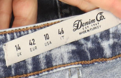 Denim Co. Womens Blue Acid Wash Distressed Skinny Jeans Size 14