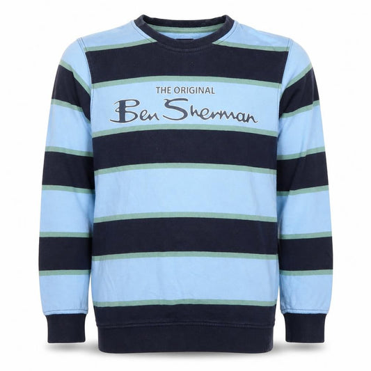 Ben Sherman Boys Blue Striped Pullover Sweatshirt 10-11 Years