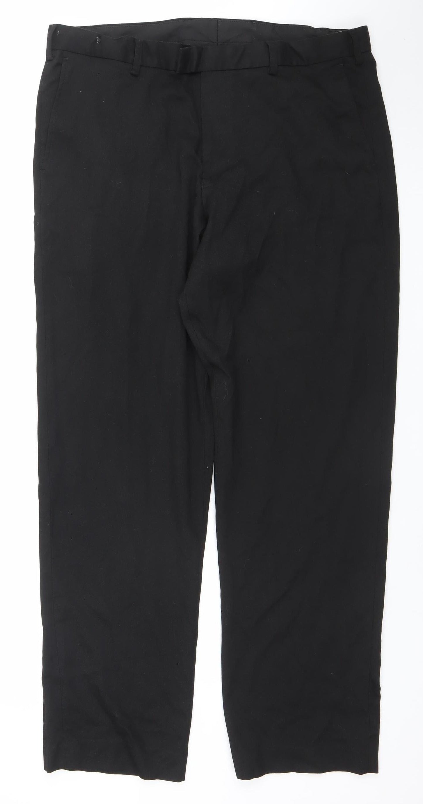 Dunnes Stores Womens Black Straight Leg Trousers Size 18 Polyester Blend
