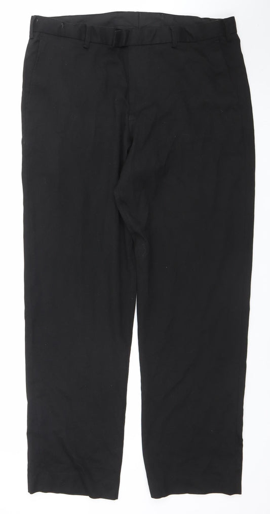 Dunnes Stores Womens Black Straight Leg Trousers Size 18 Polyester Blend