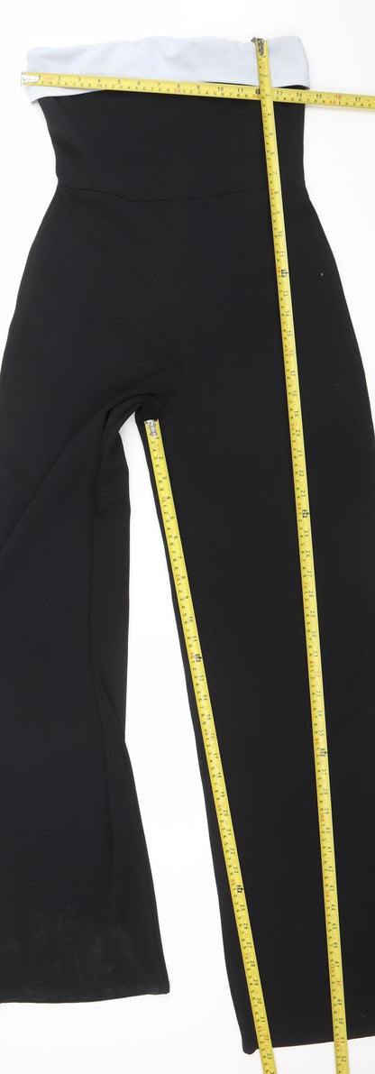 PrettyLittleThing Womens Black Strapless Wide-Leg Stretch Jumpsuit Size 10