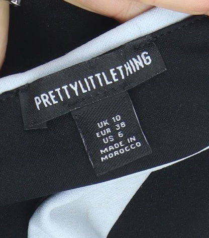 PrettyLittleThing Womens Black Strapless Wide-Leg Stretch Jumpsuit Size 10