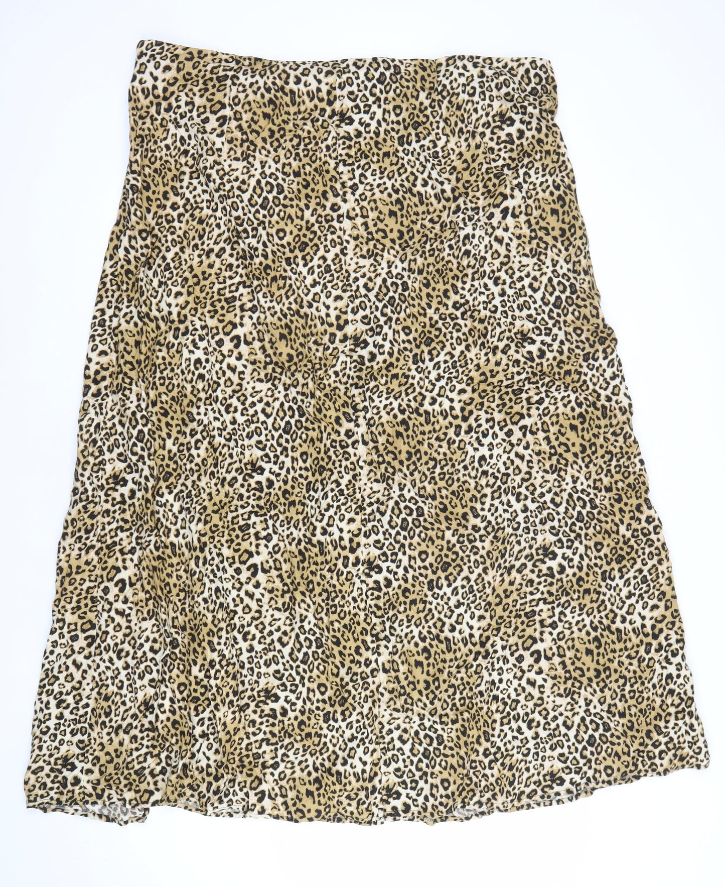 Noisy May Women's Brown Leopard A-Line Midi Skirt Size 16 Viscose