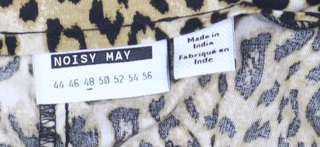 Noisy May Women's Brown Leopard A-Line Midi Skirt Size 16 Viscose