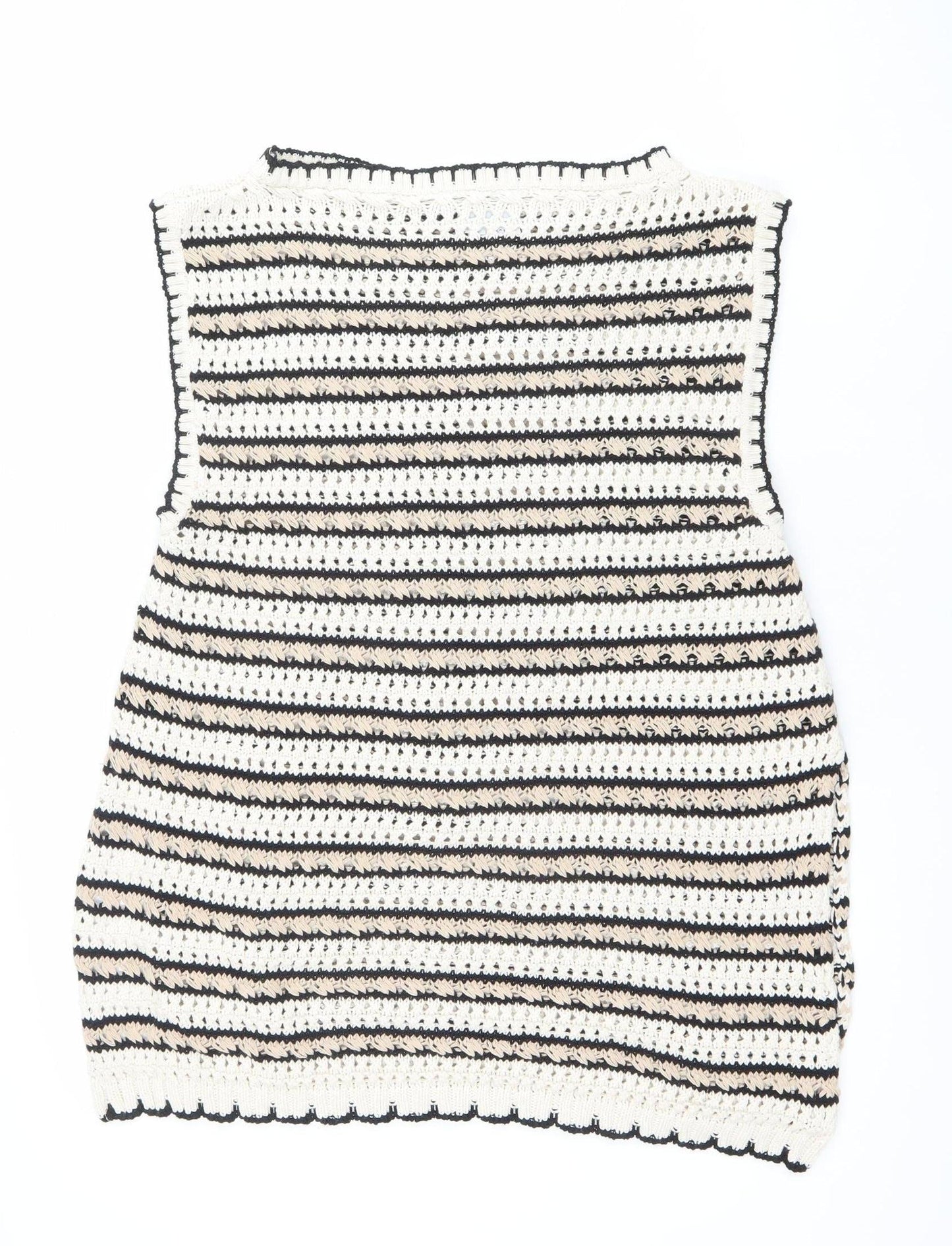 ASOS DESIGN Women’s Multicoloured L Crochet Sleeveless Striped Jumper