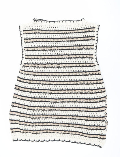 ASOS DESIGN Women’s Multicoloured L Crochet Sleeveless Striped Jumper