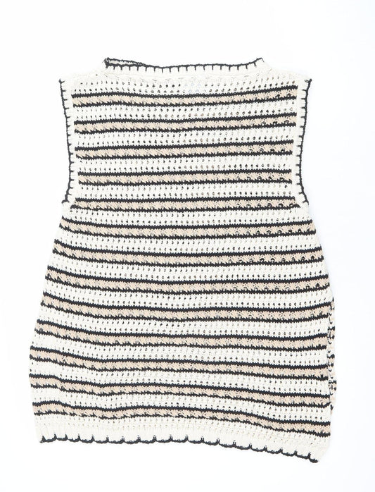 ASOS DESIGN Women’s Multicoloured L Crochet Sleeveless Striped Jumper