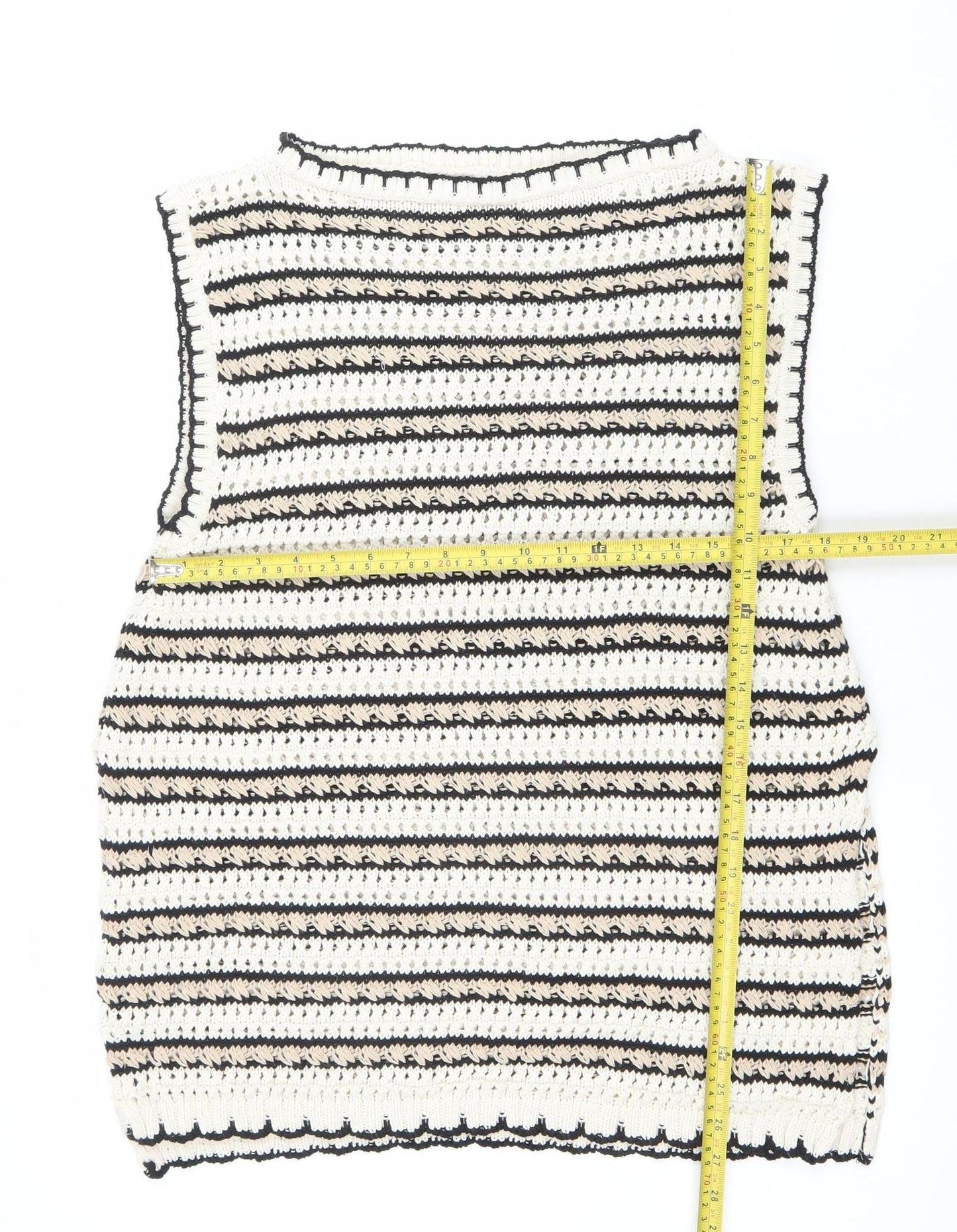 ASOS DESIGN Women’s Multicoloured L Crochet Sleeveless Striped Jumper