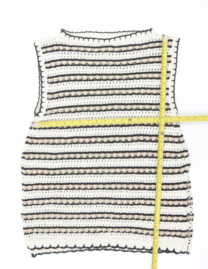 ASOS DESIGN Women’s Multicoloured L Crochet Sleeveless Striped Jumper