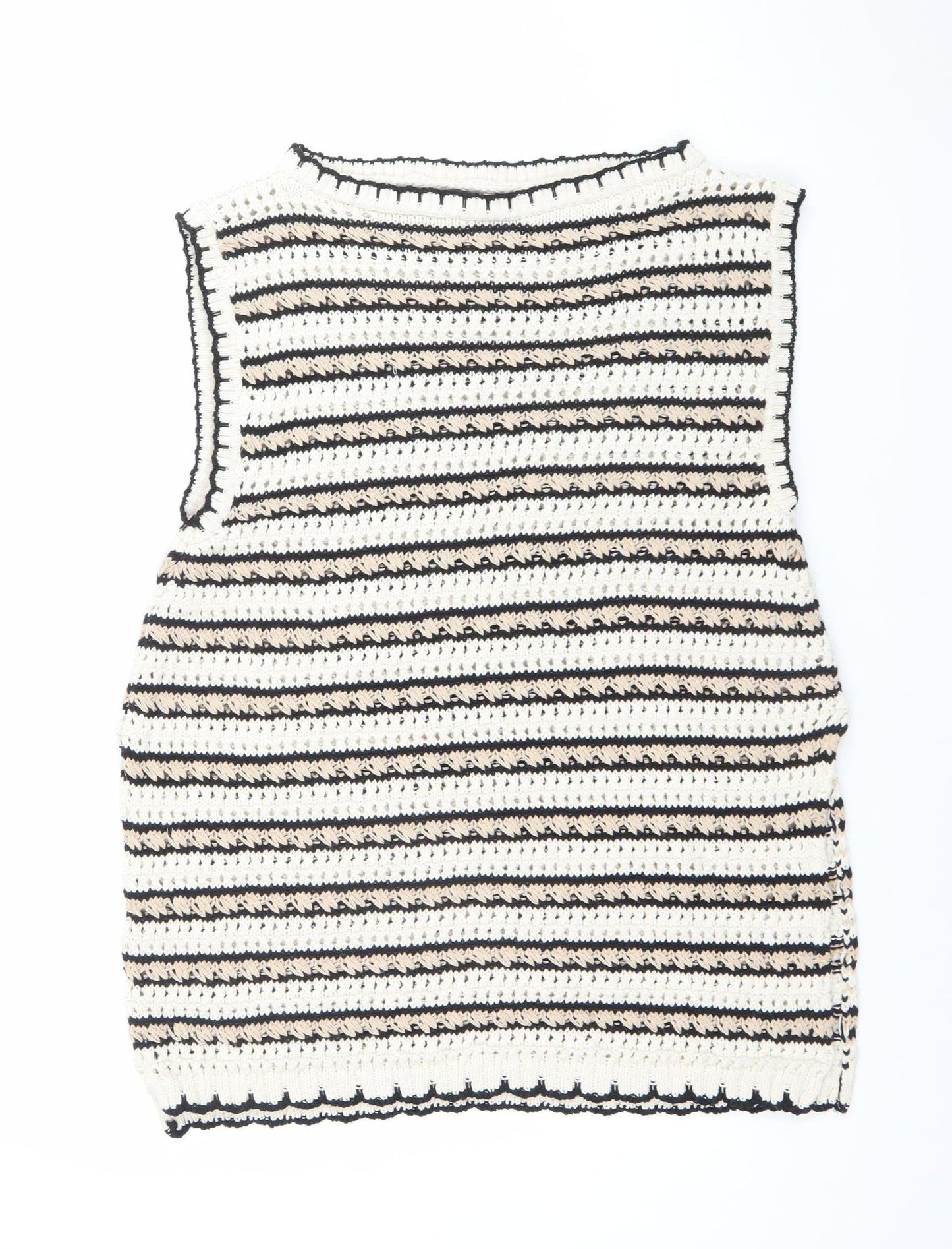 ASOS DESIGN Women’s Multicoloured L Crochet Sleeveless Striped Jumper