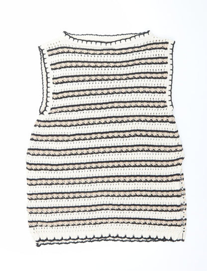 ASOS DESIGN Women’s Multicoloured L Crochet Sleeveless Striped Jumper