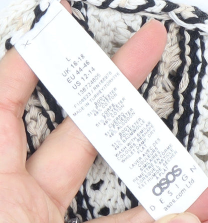 ASOS DESIGN Women’s Multicoloured L Crochet Sleeveless Striped Jumper