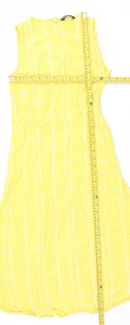 Marks and Spencer Women Yellow A-Line Check Sleeveless Dress Size 8
