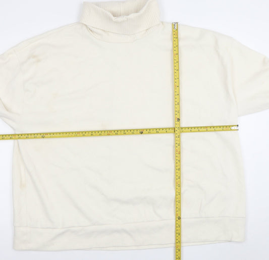 ASOS Design Women’s Ivory Roll Neck Cotton Blend Jumper XL Relaxed Fit